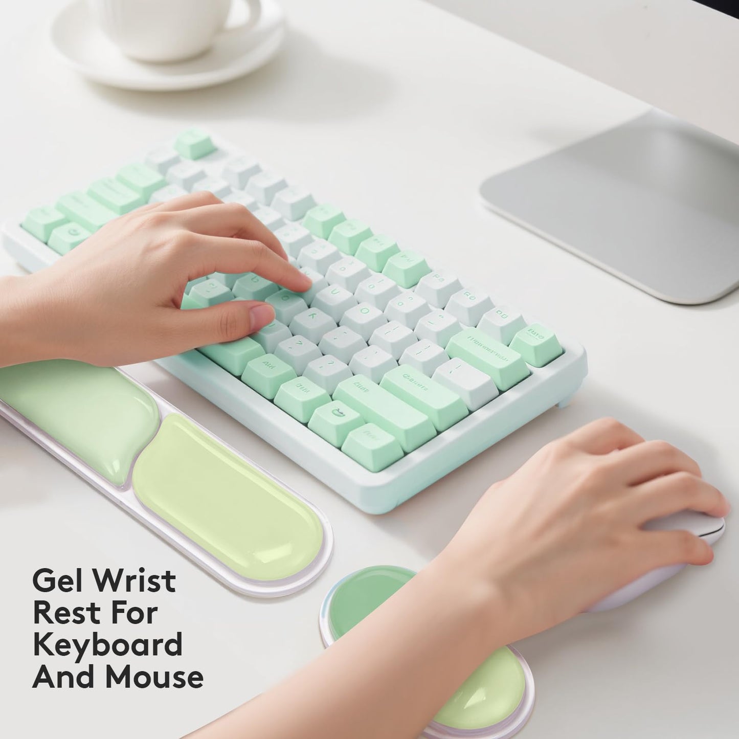 Ergonomic Gel Wrist Rest Set - Keyboard and Mouse Support Pad with Soft Cushioning for Office, Work, Gaming, V1107-CS-HWSBDLV
