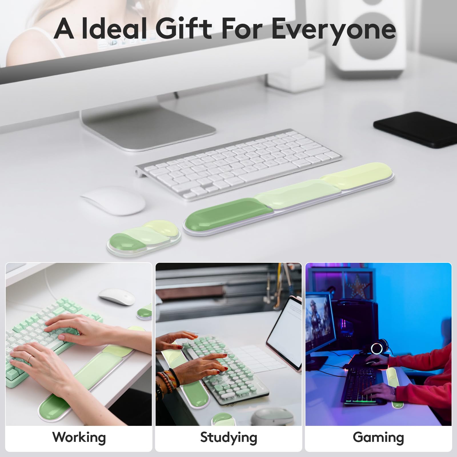 Ergonomic Gel Wrist Rest Set - Keyboard and Mouse Support Pad with Soft Cushioning for Office, Work, Gaming, V1107-CS-HWSBDLV