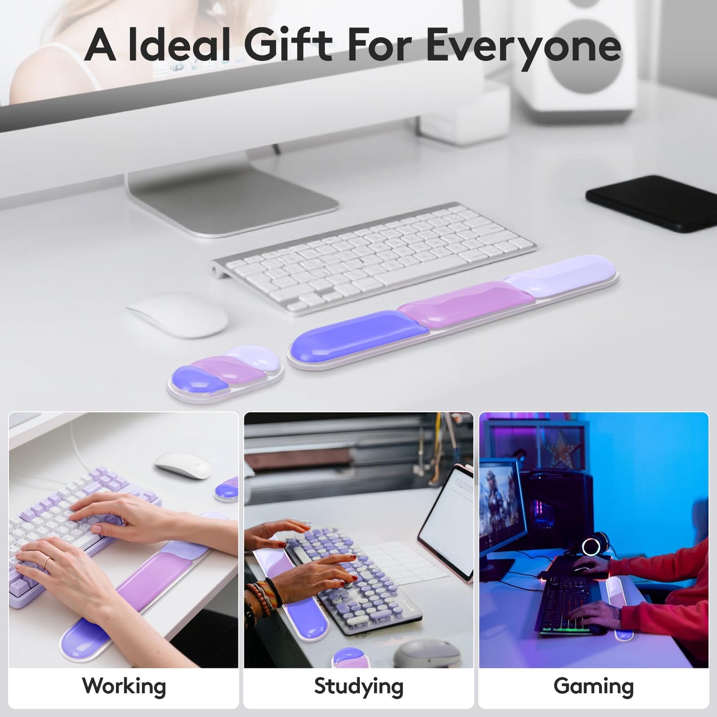 Ergonomic Gel Wrist Rest Set - Keyboard and Mouse Support Pad with Soft Cushioning for Office, Work, Gaming, V1107-CS-HWSBDZ