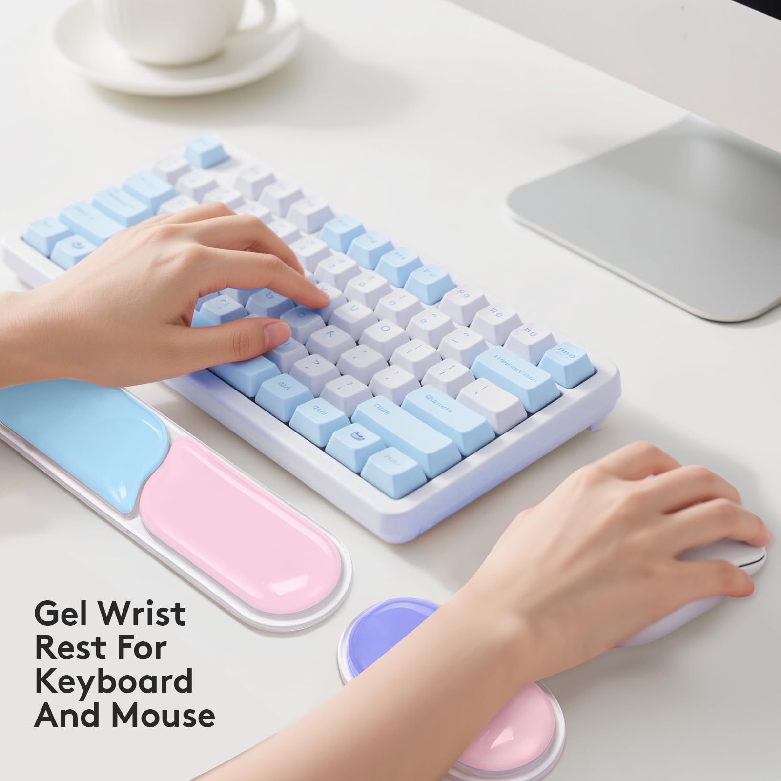Ergonomic Gel Wrist Rest Set - Keyboard and Mouse Support Pad with Soft Cushioning for Office, Work, Gaming, V1107-CS-HWSBDZLF