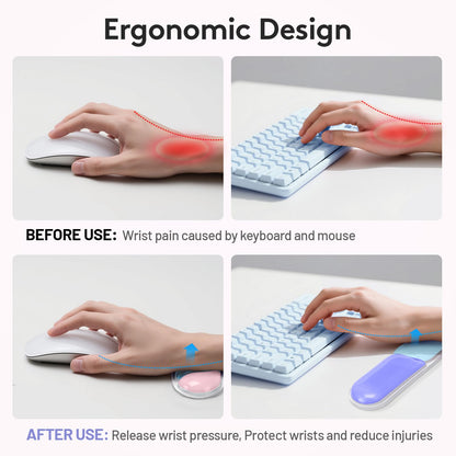 Ergonomic Gel Wrist Rest Set - Keyboard and Mouse Support Pad with Soft Cushioning for Office, Work, Gaming, V1107-CS-HWSBDZLF