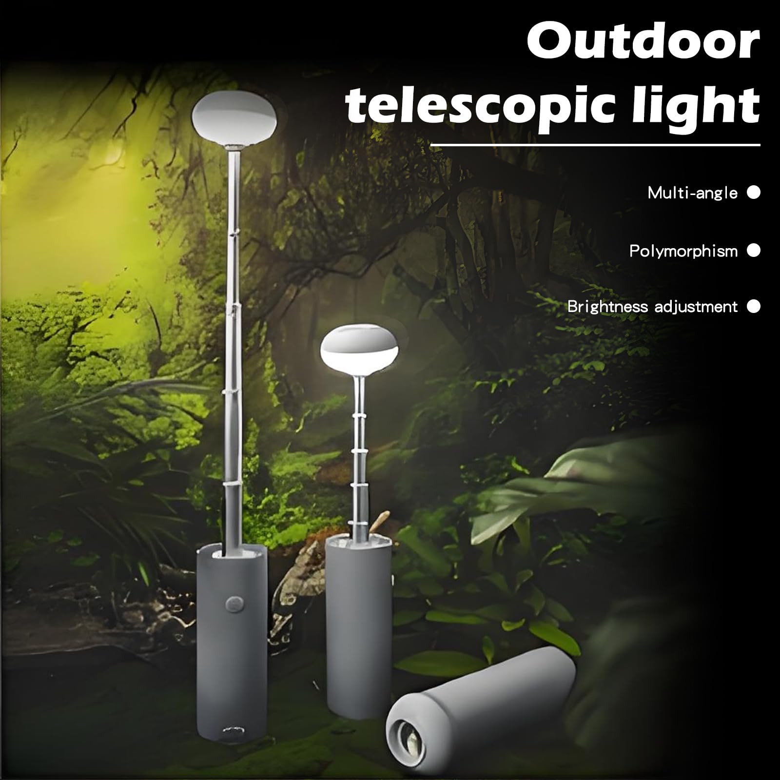 Portable Telescopic Camping Light with 5000mAh Battery - Rechargeable, IPX65 Waterproof, Magnetic & V1107-CS-HWSSLYDH