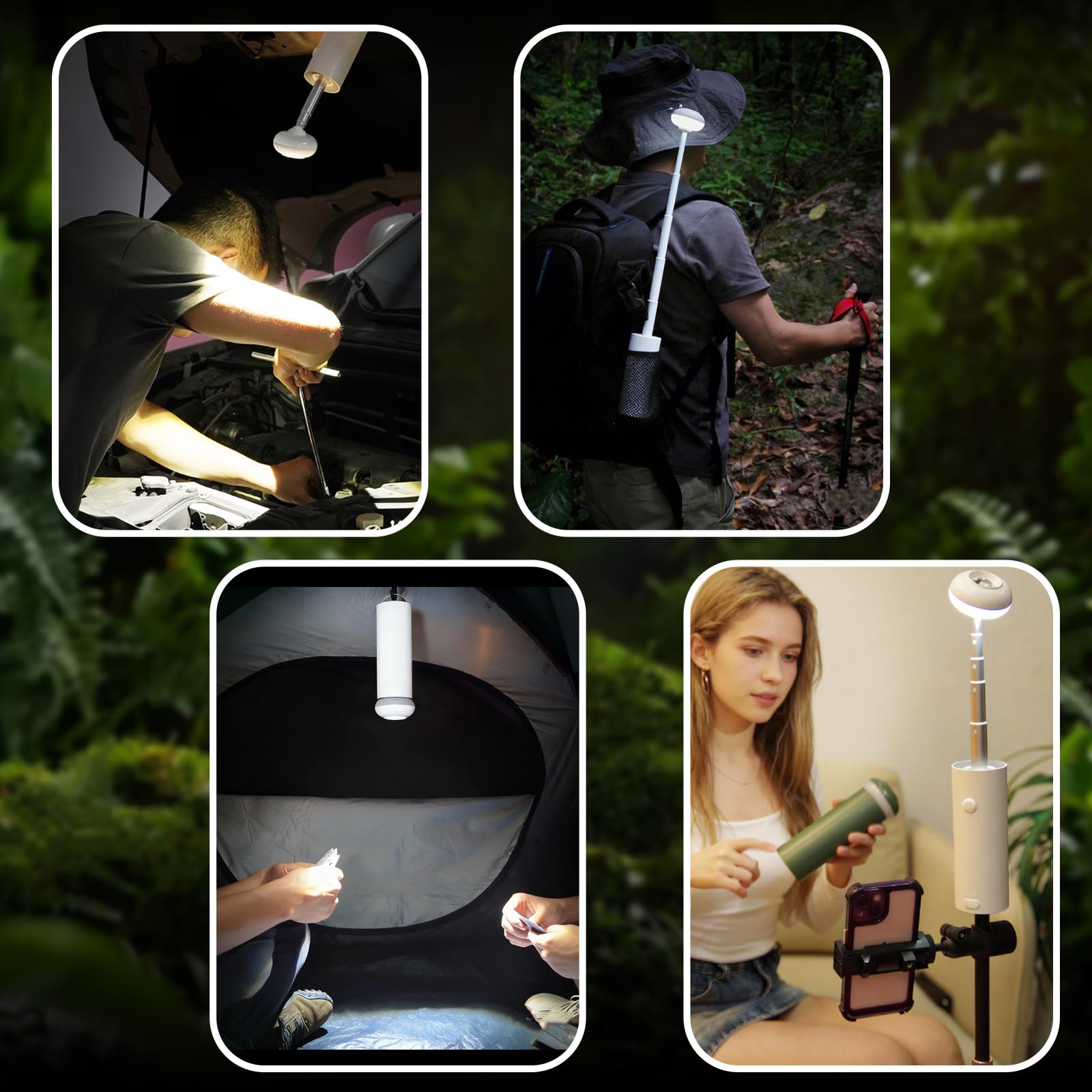 Portable Telescopic Camping Light with 5000mAh Battery - Rechargeable, IPX65 Waterproof, Magnetic & V1107-CS-HWSSLYDH