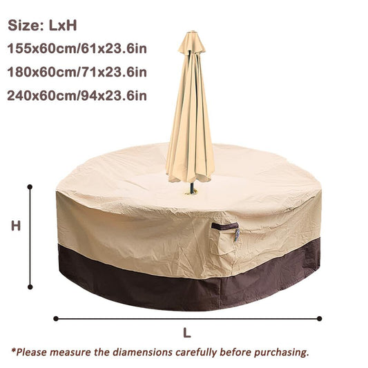 Round Patio Furniture Cover with Umbrella Hole: Waterproof 4-Season Protector for Garden, Balcony Table & V1107-CS-HWZYZ2