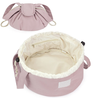 High-Capacity Barrel-Style Cosmetic Bag with Double Drawstring Closure - Water-Resistant, Padded Lining, V1107-CS-HZPSNDF