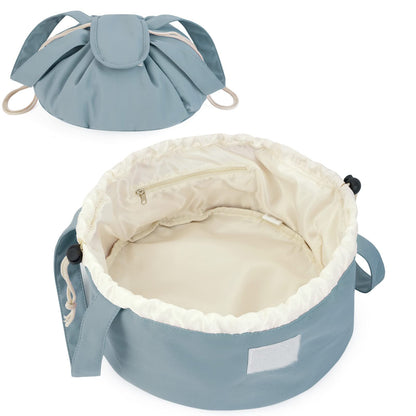 High-Capacity Barrel-Style Cosmetic Bag with Double Drawstring Closure - Water-Resistant, Padded Lining, V1107-CS-HZPSNDL