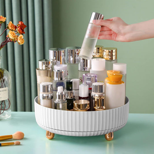 360 degrees Rotating Cosmetic Organizer with Gold Feet - Silent Smooth Turntable for Skincare, Makeup, V1107-CS-HZPSNH