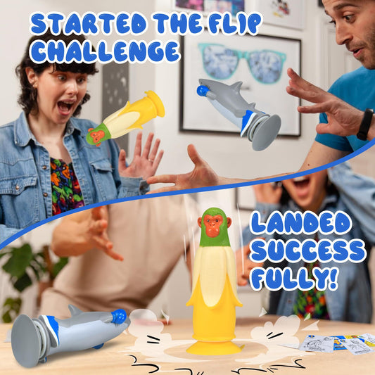 Banana Monkey vs Sharkman Flip Game - Fun Toss & Flip Challenge for Family, Party & Group Play | Other Action V1107-CS-HZXJYX
