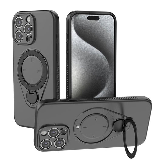 Magnetic Shockproof Case with 360-Degree Rotating Ring Stand for iPhone 16 Pro - Slim Protective Phone Cover V1107-CS-IP16PROSJKH