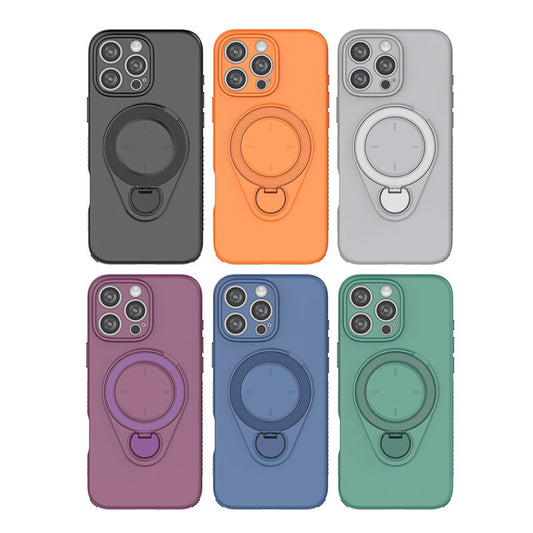Magnetic Shockproof Case with 360-Degree Rotating Ring Stand for iPhone 16 Pro - Slim Protective Phone Cover V1107-CS-IP16PROSJKH