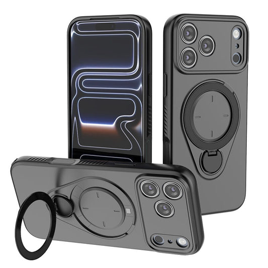 Magnetic Shockproof Case with 360-Degree Rotating Ring Stand for iPhone 17 Pro Max - Slim Protective Phone V1107-CS-IP17PROMAXSJKH