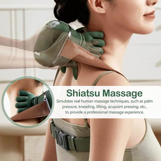 Hand-Like Neck & Shoulder Massager with 4D Kneading and Heat - Portable Massage Device for Back, Legs, and V1107-CS-JBAMY