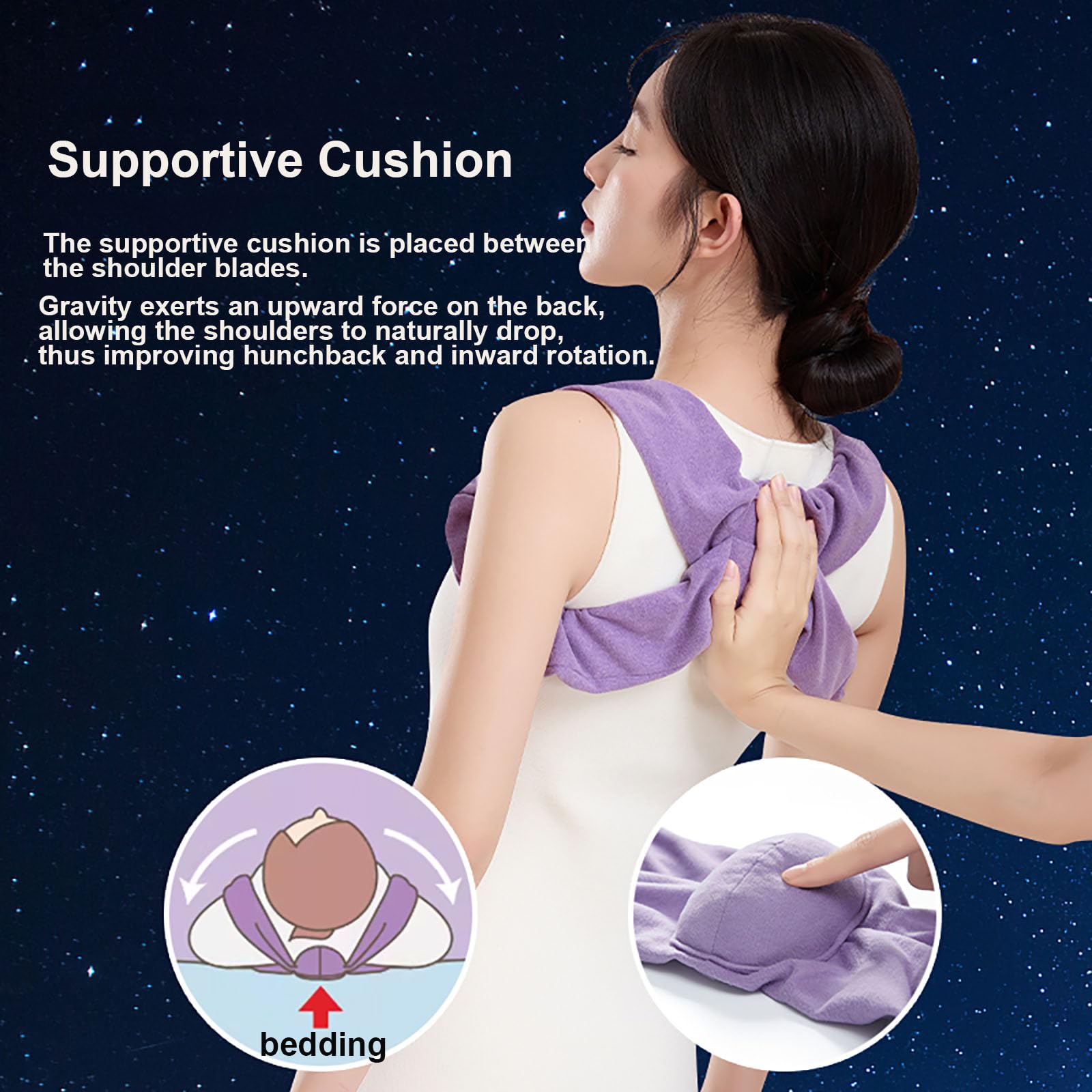 Sleep Posture Corrector for Women and Men - Shoulder Alignment Belt with Soft Cushion, Nighttime Back Support V1107-CS-JBJZQZ