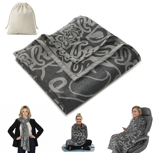 Premium Travel Blanket - Ultra-Soft Knit Wrap for Airplane, Car, Office Naps, and Gifts - Lightweight, V1107-CS-JCLXTH