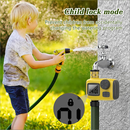 Smart Outdoor Watering Timer with Rain Delay & Manual Mode - Automatic Garden Irrigation Controller for Lawn, V1107-CS-JHDSQ