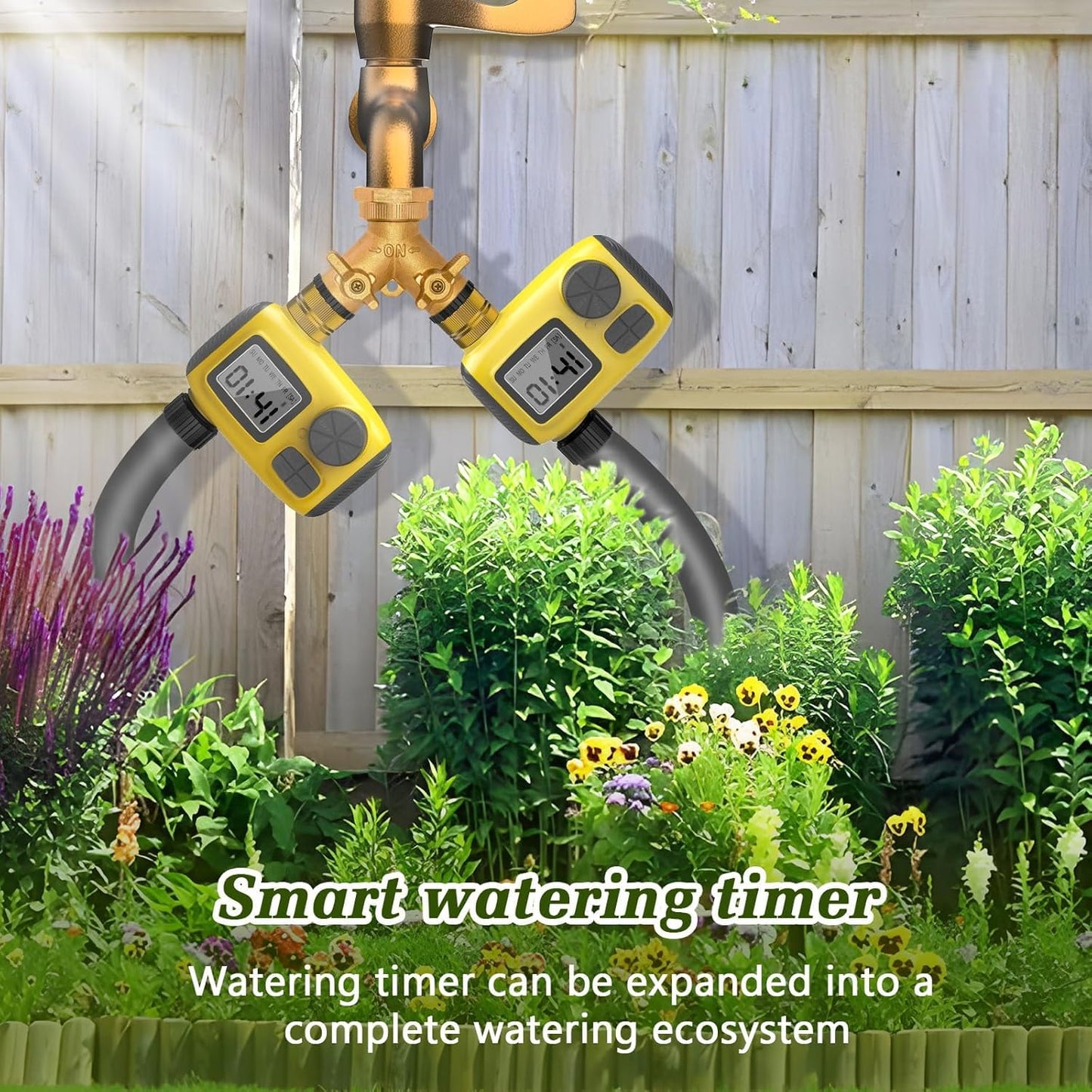 Smart Outdoor Watering Timer with Rain Delay & Manual Mode - Automatic Garden Irrigation Controller for Lawn, V1107-CS-JHDSQ