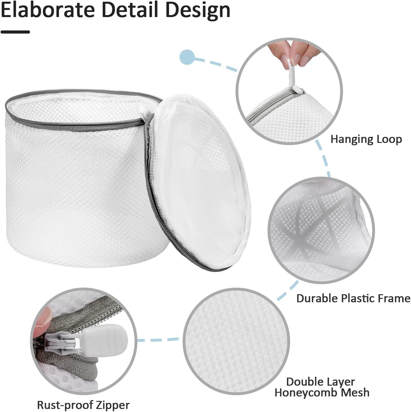3-Pack Bra Laundry Wash Bags with Support Frame, Delicate Lingerie Mesh Bags for Machine Washing, V1107-CS-JHNYXYD