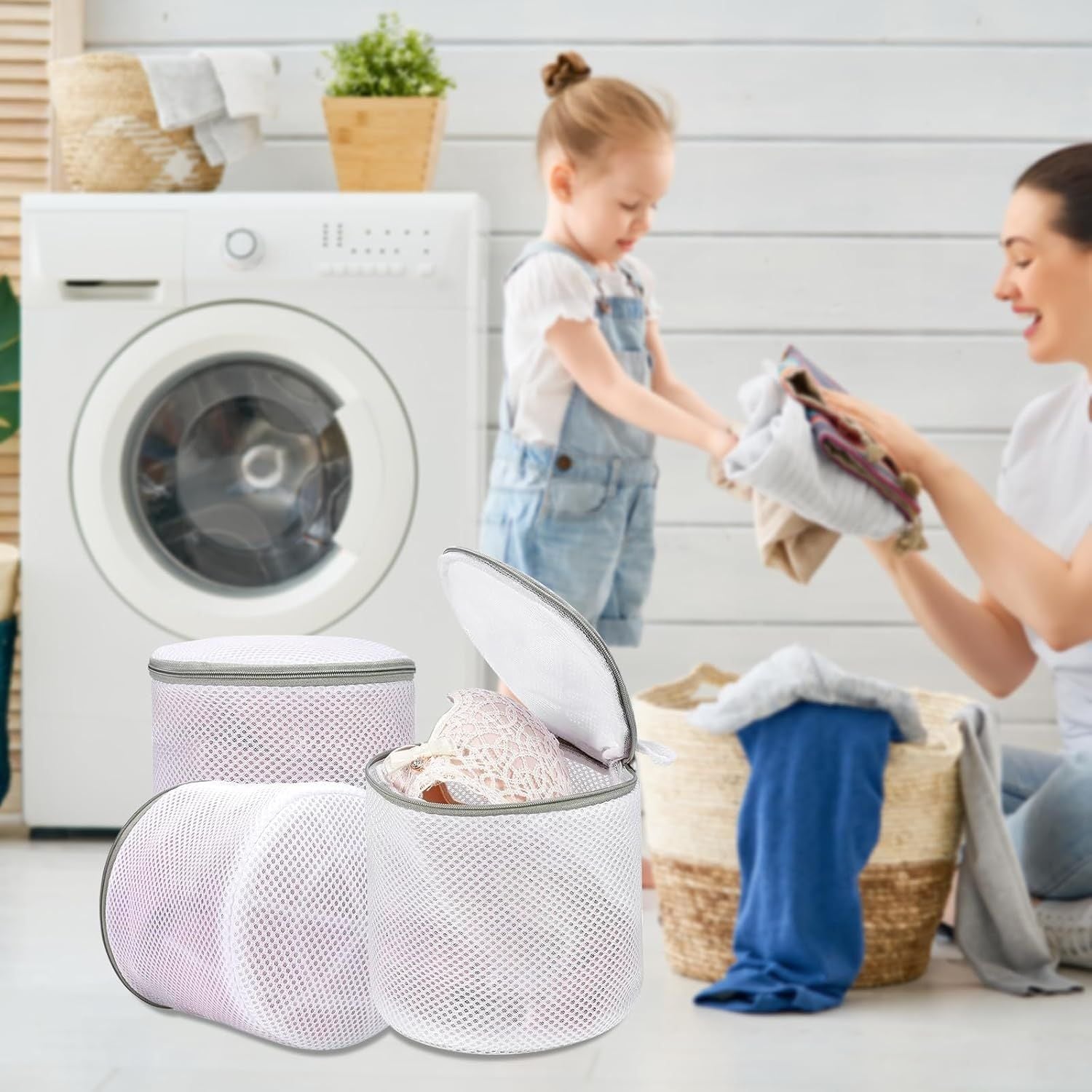 3-Pack Bra Laundry Wash Bags with Support Frame, Delicate Lingerie Mesh Bags for Machine Washing, V1107-CS-JHNYXYD