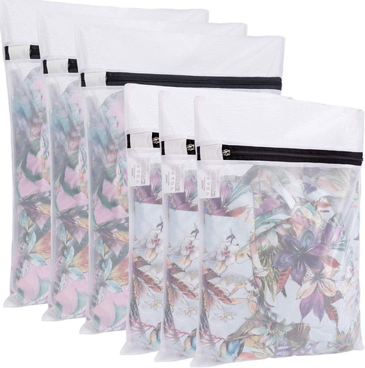 6-Pack Fine Mesh Laundry Bags with Reinforced Zipper, Delicate Garment Washer for Lingerie, Sweaters, Shirts V1107-CS-JHXWXYD