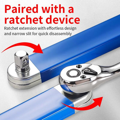 Blue Offset Extension Wrench Set - 15.35" Long, 1/4", 3/8", 1/2" Square Drive Adapters & 1/4" Socket | Ideal V1107-CS-JLYCBS