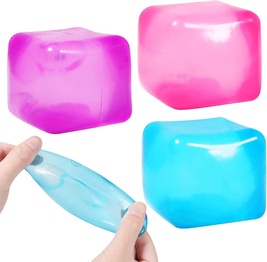 3-Pack Squishy Stress Cube Fidget Toys, Slow Rising Gel Sensory Squeeze Blocks for Anxiety Relief, Quiet Desk V1107-CS-JYFK