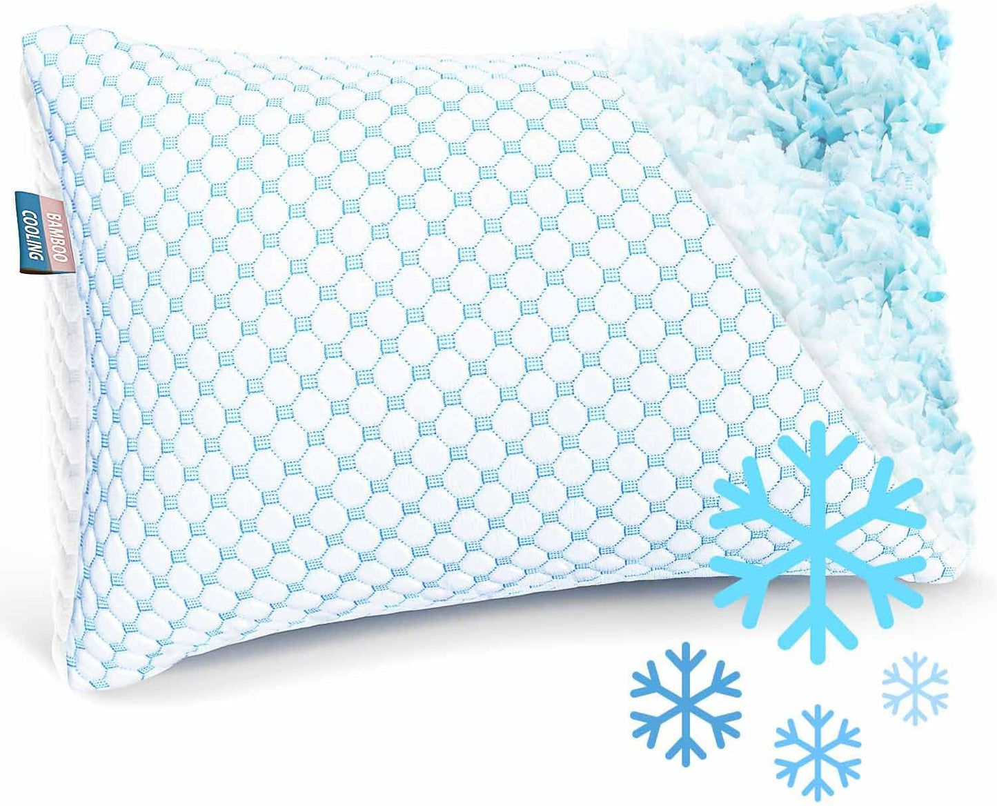 King Size Cooling Pillow with Shredded Memory Foam & Gel Infusion - Adjustable Loft, Breathable Dual-Sided V1107-CS-JYMLZK
