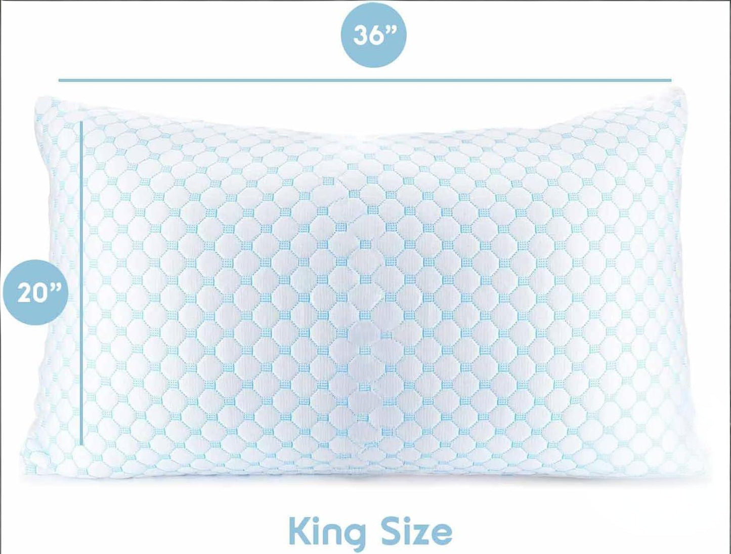 King Size Cooling Pillow with Shredded Memory Foam & Gel Infusion - Adjustable Loft, Breathable Dual-Sided V1107-CS-JYMLZK