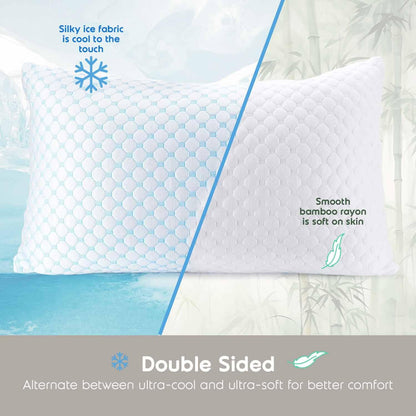 King Size Cooling Pillow with Shredded Memory Foam & Gel Infusion - Adjustable Loft, Breathable Dual-Sided V1107-CS-JYMLZK