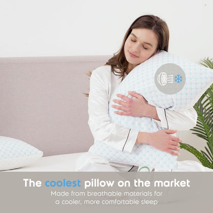King Size Cooling Pillow with Shredded Memory Foam & Gel Infusion - Adjustable Loft, Breathable Dual-Sided V1107-CS-JYMLZK