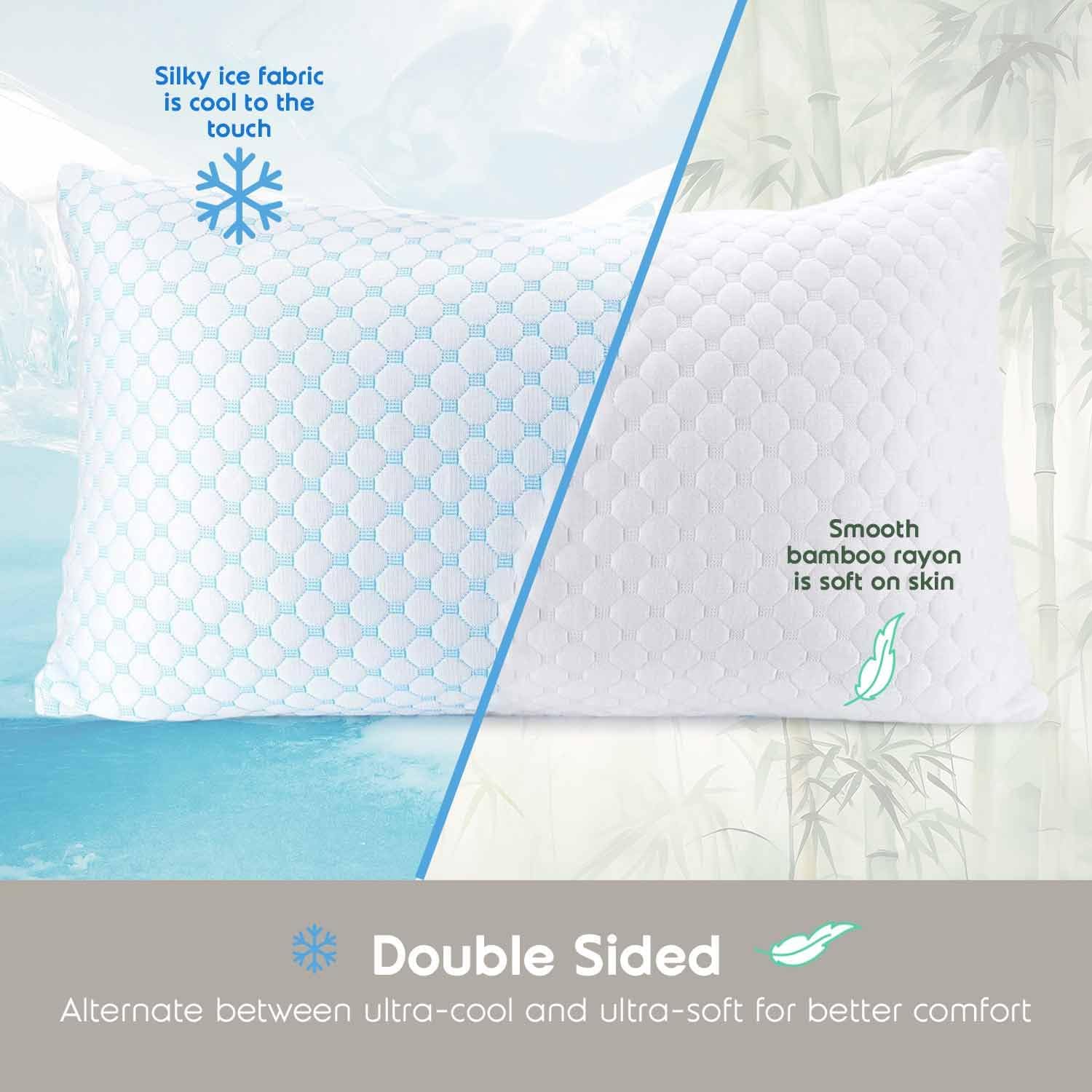 Standard Size Cooling Pillow with Shredded Memory Foam & Gel Infusion - Adjustable Loft, Breathable V1107-CS-JYMLZS