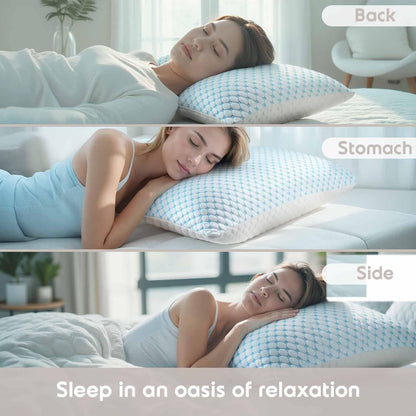Standard Size Cooling Pillow with Shredded Memory Foam & Gel Infusion - Adjustable Loft, Breathable V1107-CS-JYMLZS