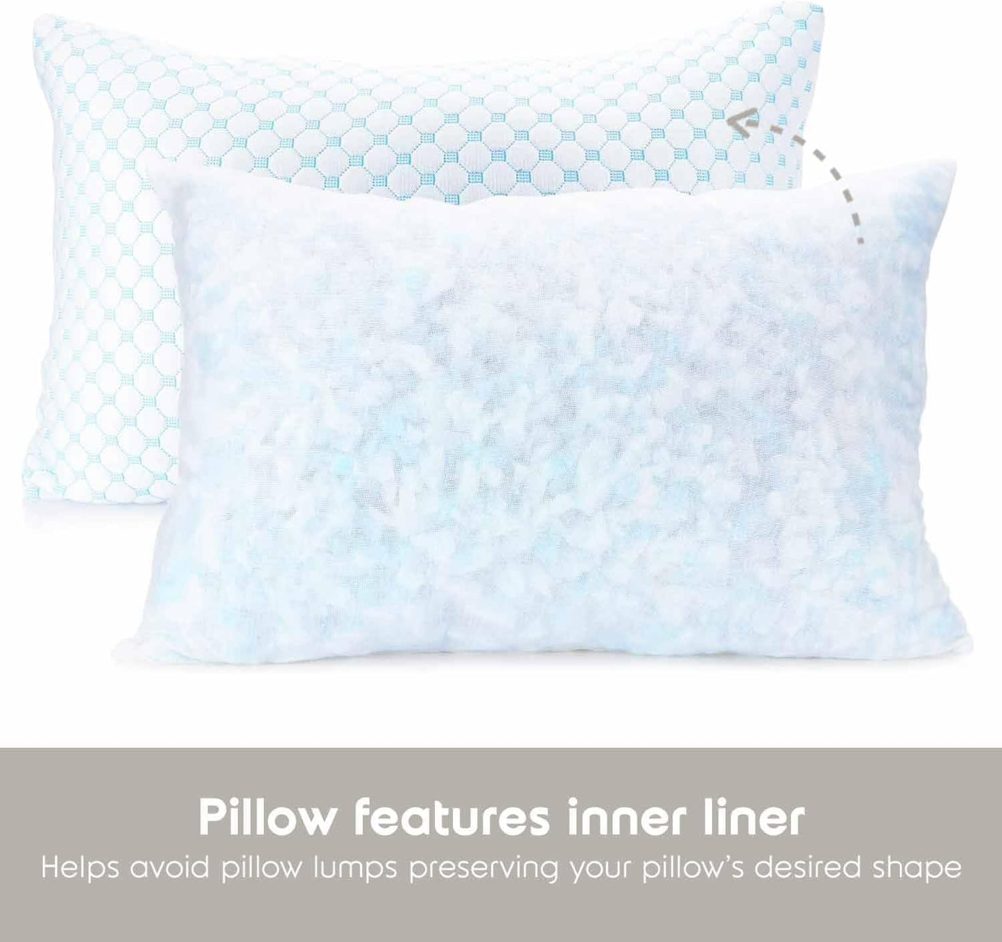 Standard Size Cooling Pillow with Shredded Memory Foam & Gel Infusion - Adjustable Loft, Breathable V1107-CS-JYMLZS