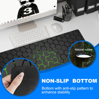 Extra Large Gaming Mouse Pad with Hexagonal Design - Anti-Slip Desk Mat for Keyboard, Mouse & Office Use, V1107-CS-KJSBD