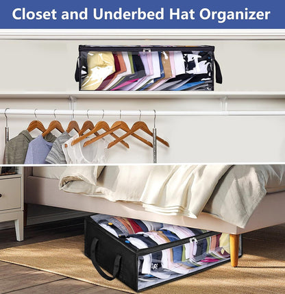 Large Capacity Foldable Hat Organizer Storage Box with Clear See-Through Window for Baseball Caps, Clothes, V1107-CS-KSCTMSNHE