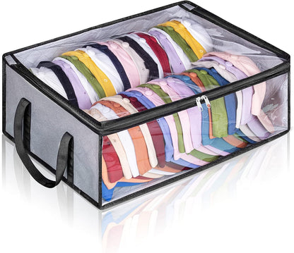 Large Capacity Foldable Hat Organizer Storage Box with Clear See-Through Window for Baseball Caps, Clothes, V1107-CS-KSCTMSNHU
