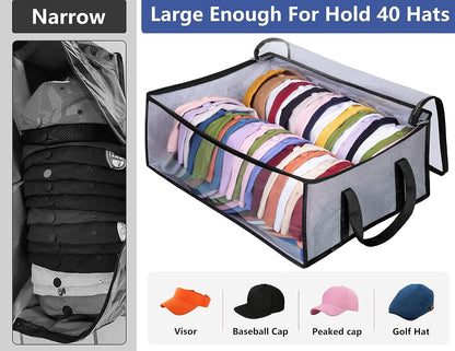 Large Capacity Foldable Hat Organizer Storage Box with Clear See-Through Window for Baseball Caps, Clothes, V1107-CS-KSCTMSNHU