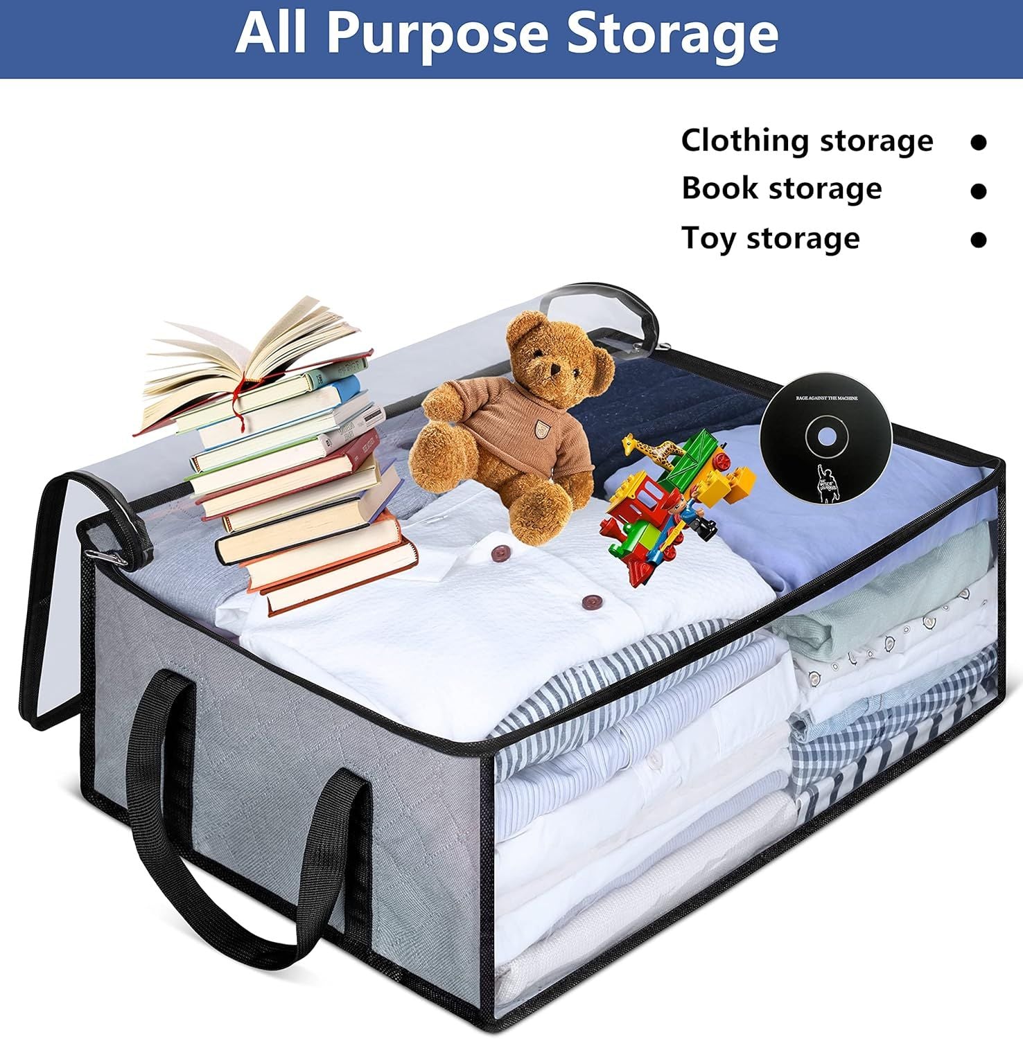 Large Capacity Foldable Hat Organizer Storage Box with Clear See-Through Window for Baseball Caps, Clothes, V1107-CS-KSCTMSNHU