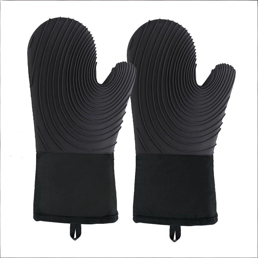 Premium Silicone Oven Mitts - Heat Resistant Up to 500 degrees F, Non-Slip Grip, Easy to Clean, Food Grade & V1107-CS-KXSTHE