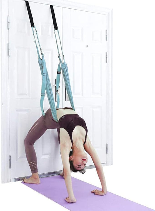 Door-Hanging Yoga Hammock for Backbend & Stretching - Adjustable Aerial Yoga Strap with Dual Anchors, V1107-CS-KZYJDSL