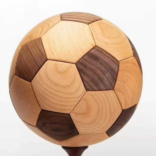 Handcrafted Wooden Football Puzzle - 3D Mortise and Tenon Soccer Ball Assembly Kit |Walnut , Beech Wood | DIY V1107-CS-LBSMZQ1