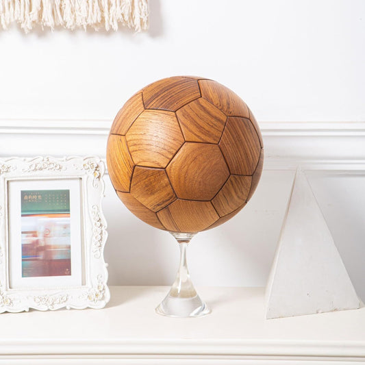 Handcrafted Wooden Football Puzzle - 3D Mortise and Tenon Soccer Ball Assembly Kit | Solid Teak, Beech Wood | V1107-CS-LBSMZQ2