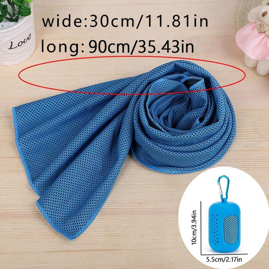 Instant Cooling Towel - Quick-Dry Sport Towel with EVA Storage Case & Carabiner Clip, Ideal for Gym, Outdoor, V1107-CS-LGYDMJL