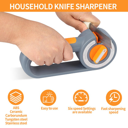 6-in-1 Rotary Knife Sharpener - Adjustable Multi-Function Sharpener for Knives, Scissors, Sushi & Bread V1107-CS-LHYMDQ