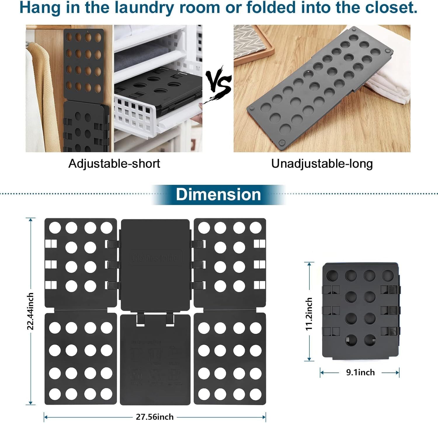 Adjustable Clothes Folding Board for T-Shirts, Pants & Towels, Durable PP Plastic Laundry Organizer with V1107-CS-LRDYBH