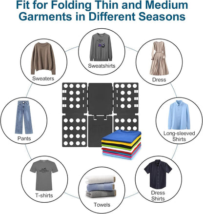 Adjustable Clothes Folding Board for T-Shirts, Pants & Towels, Durable PP Plastic Laundry Organizer with V1107-CS-LRDYBH