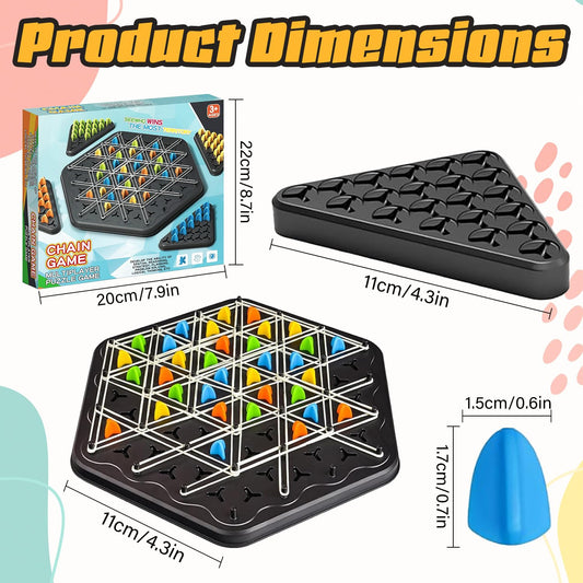 Chain Game - Multiplayer Strategy Board Puzzle for Kids & Adults | Fun Geometric Chess with Rubber Bands, 2-4 V1107-CS-LSYX