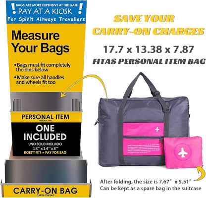 Compact Foldable Travel Duffel Bag - Lightweight Carry-On for Weekend Trips, Overnight & Gym Use (Pink) | V1107-CS-LXSND