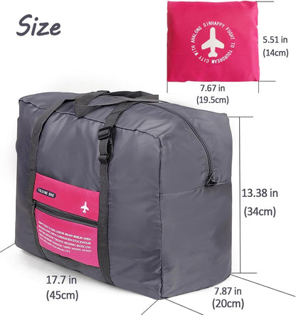 Compact Foldable Travel Duffel Bag - Lightweight Carry-On for Weekend Trips, Overnight & Gym Use (Pink) | V1107-CS-LXSND