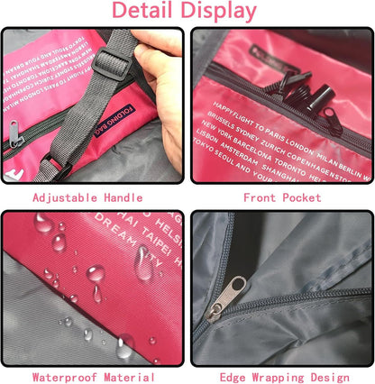 Compact Foldable Travel Duffel Bag - Lightweight Carry-On for Weekend Trips, Overnight & Gym Use (Pink) | V1107-CS-LXSND