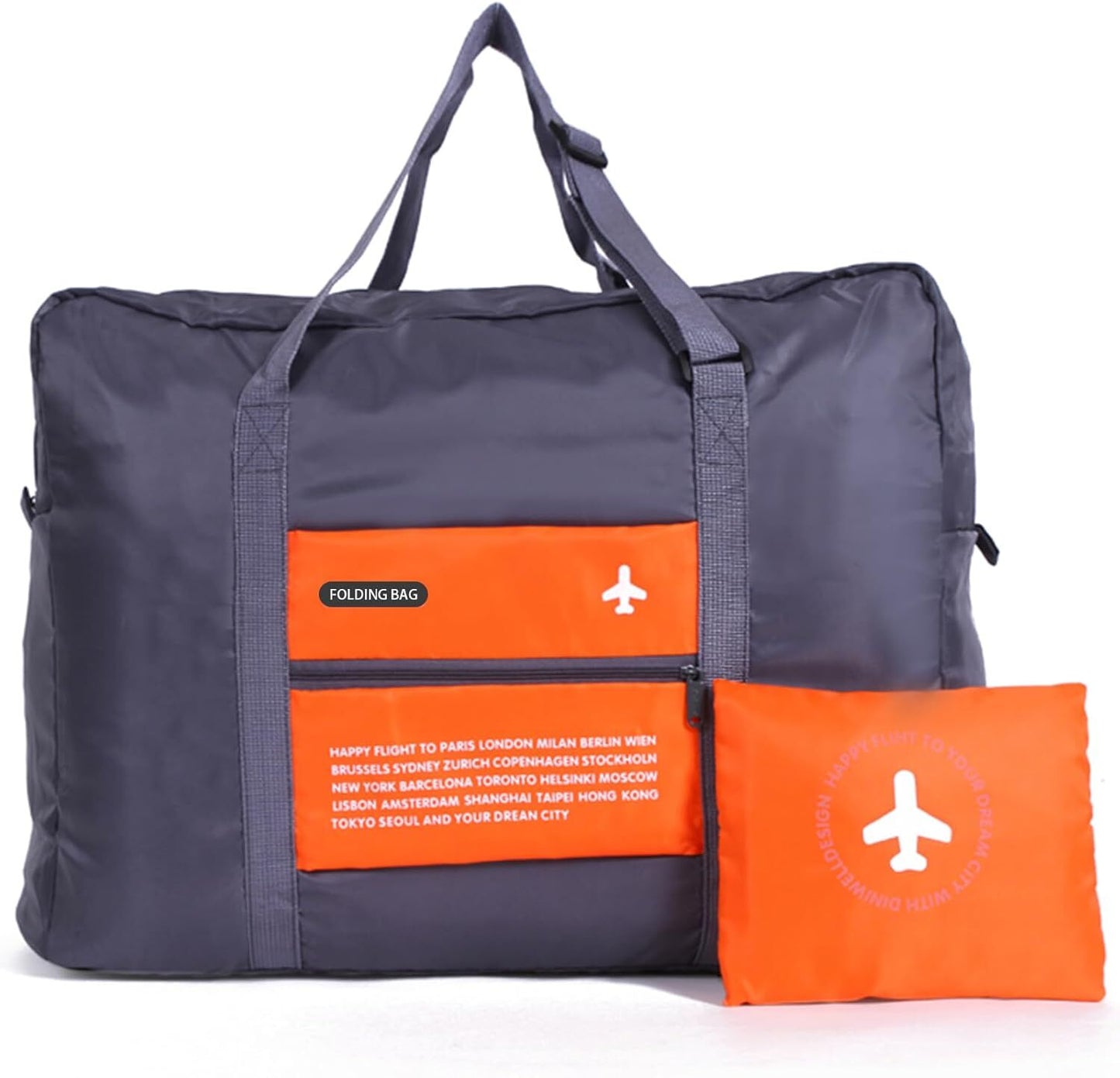 Compact Foldable Travel Duffel Bag - Lightweight Carry-On for Weekend Trips, Overnight & Gym Use (Orange) | V1107-CS-LXSND1